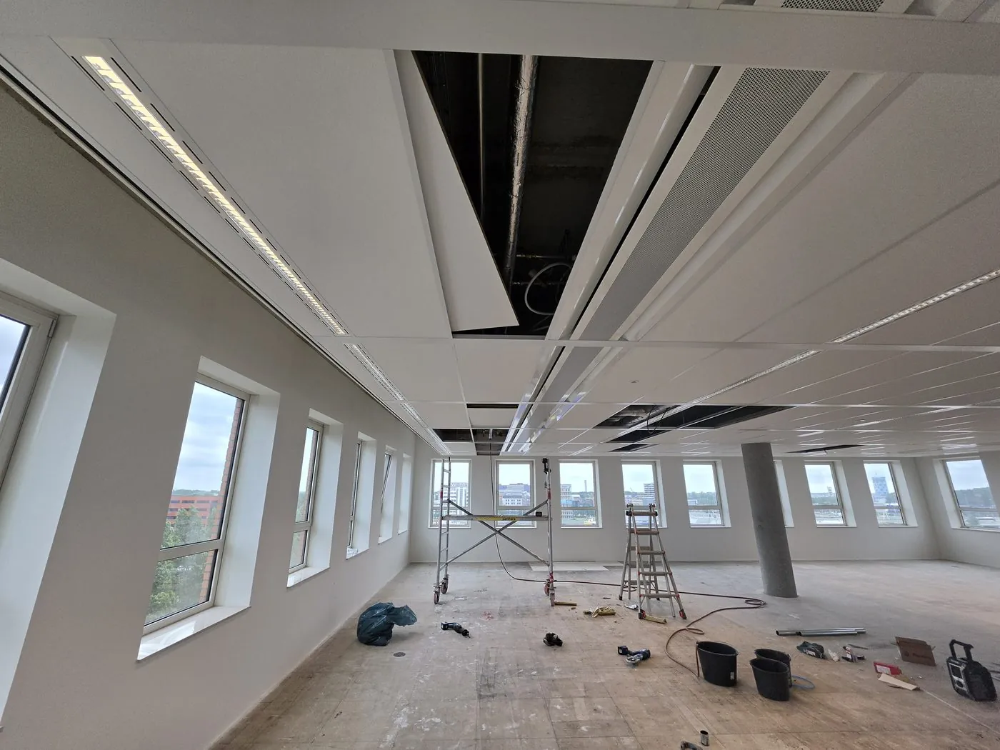 Installation work on an office floor in Amsterdam